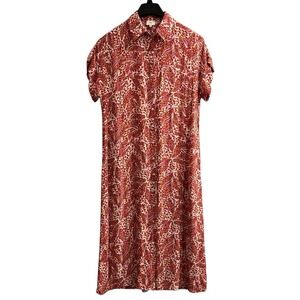 Ange Dress Womens‎ S Miliane Shirt Maxi Pink Abstract Colorful Floral Chiffon